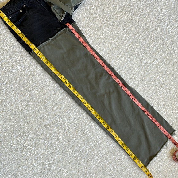 ZARA Women Premium Denim Collection City Worker Black & Green Frayed Hems Pants - Picture 10 of 15